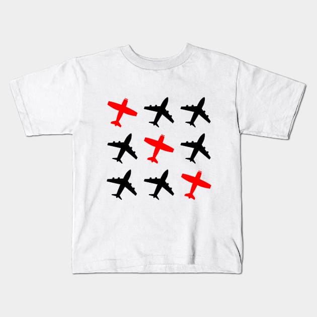 Airplane Tic Tac Toe Kids T-Shirt by VFR Zone